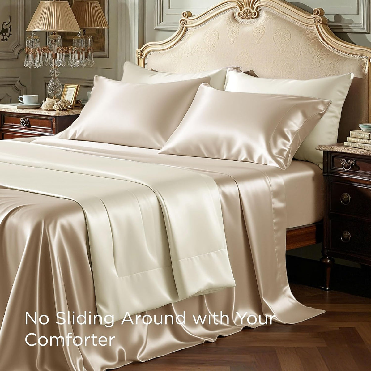 Bedsure Satin Sheets Full Size, Soft Silky Bedsheets for Hair & Skin