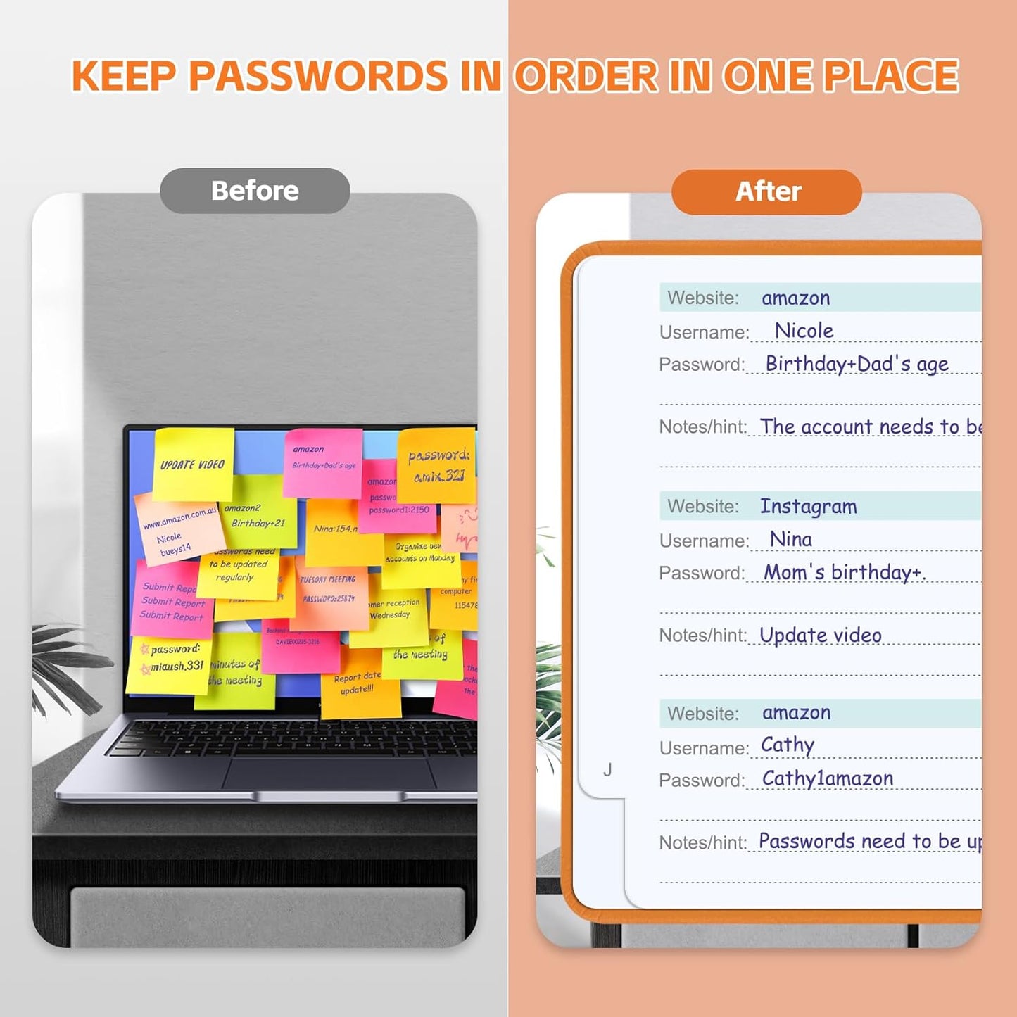 Password Keeper Book with Alphabetical Tabs，4.3"x5.7" Small Password Books for Seniors Password Notebook for Internet Website Address Log in Detail