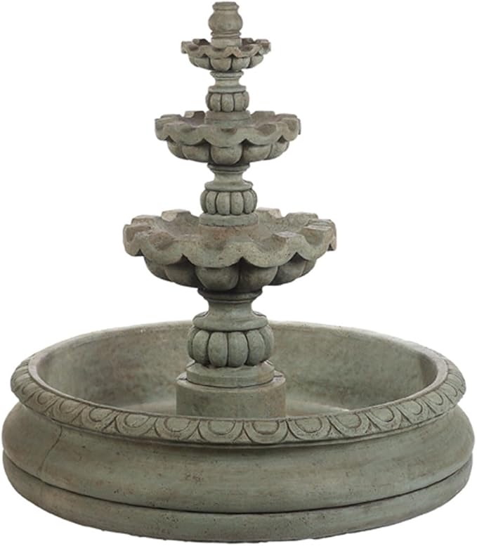 Solid Rock Stoneworks 3 Tier Cantera Basin Fountain- 52" Tall- Cypress Stain Color