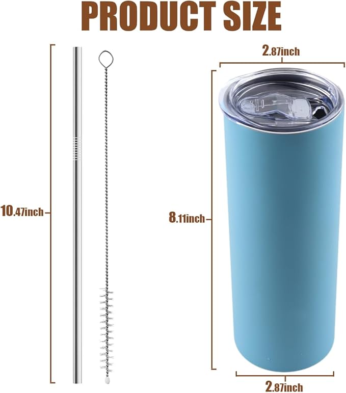 Amtidy 12 Pack 20 oz Slim Tumbler with Lid and Straw, Insulated Double Wall Vacuum Tumbler for Hot and Cold Drinks - Bloomnest
