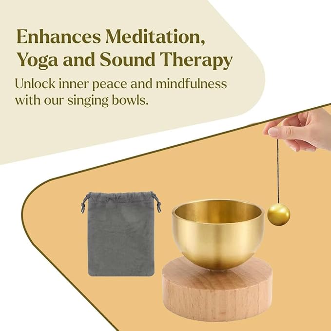 Mini Brass Singing Bowl Set, Handcrafted Small Tibetan Sound Bowl with Cushion, 3-in-1 Meditation Tool for Sound Therapy, Aromatherapy & Mindfulness for Yoga, Relaxation & Stress Relief - Bloomnest