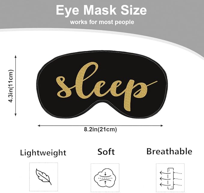 Sleep Quote Silk Eye Mask Sleep Mask Golden Black Eye Mask with Adjustable Strap Lightweight for Women Work Travel Night Sleep - Bloomnest