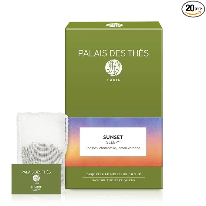 Palais des Thés - Sunset Sleep - Caffeine-Free Rooibos Tea with Chamomile & Lemon Verbena - Premium Tea Bags, Serves 20 Cups - Bloomnest