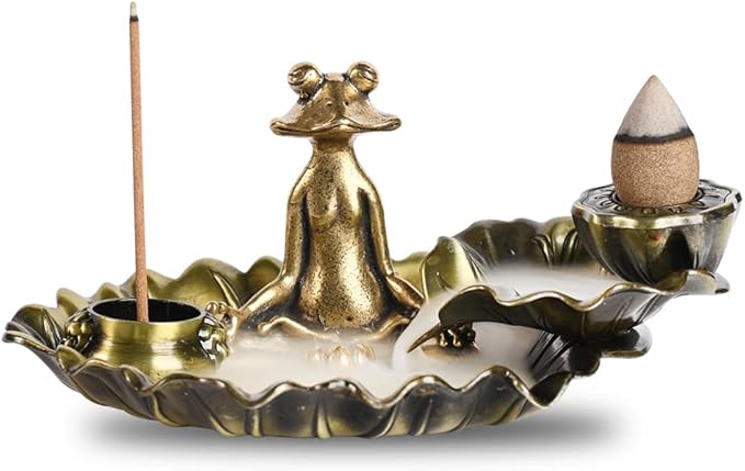 Frog Incense Holder: Incense Burner Holder Waterfall | Backflow Incense Burner, Insence-Stick Holder with 7 Incense Holes, Incense Cone Holder