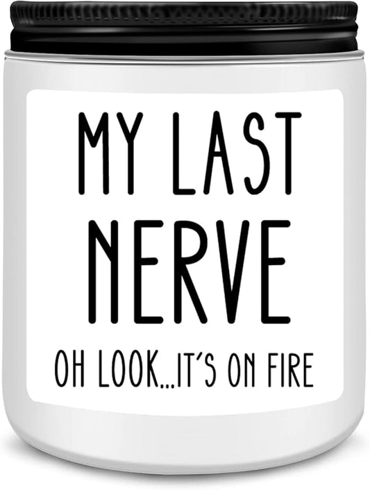 Homsolver Birthday Gifts for Women, Funny Friendship Gift for Friend - My Last Nerve Lavender Candle - Unique Best Friend Birthday Gifts for Women, Her, Mom, BFF, Sister - Bloomnest