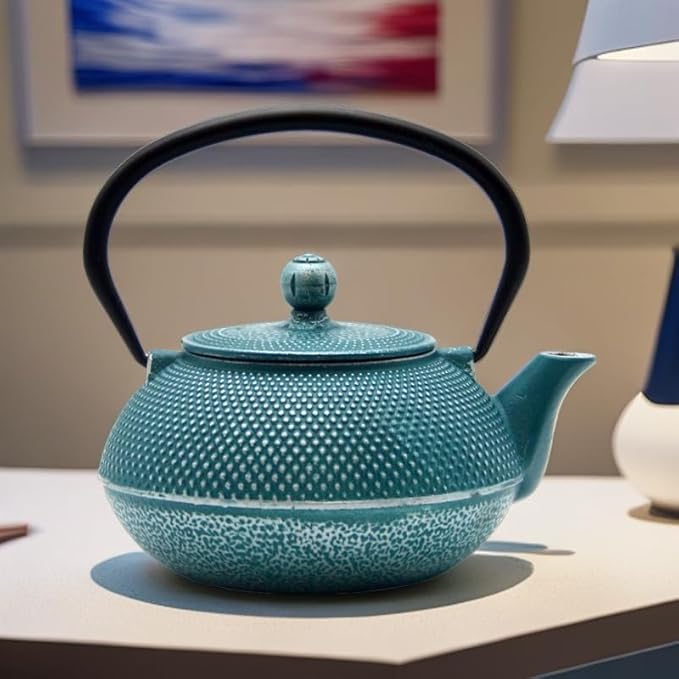 30.4oz Small Cast Iron Teapot, Tea Kettle with Stainless Steel Infuser for Loose Tea, Coated with Enameled Interior, Japanese Style Tetsubin for Stovetop Safe(900ml) - Bloomnest
