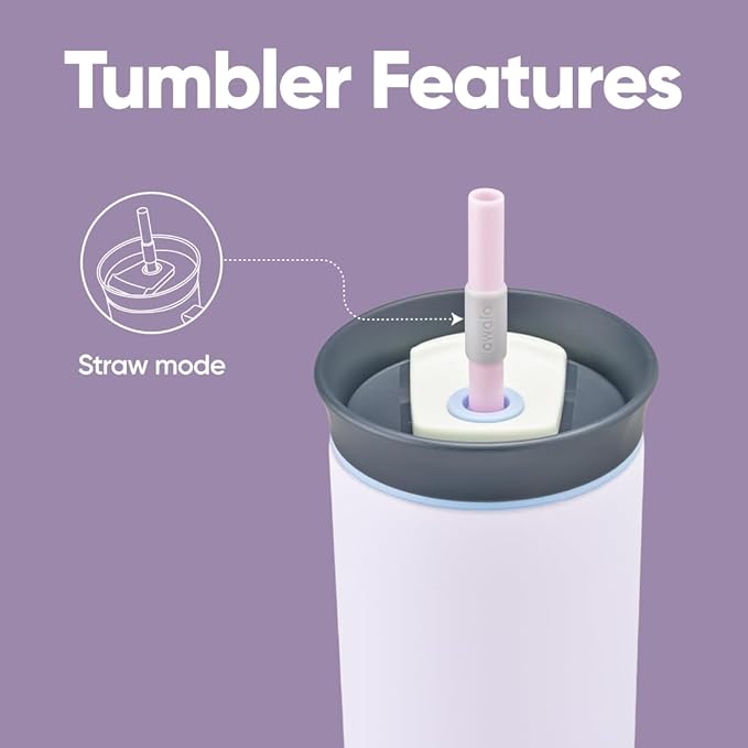 Owala Stainless Steel Triple Layer Insulated Travel Tumbler with Spill Resistant Lid and Straw, BPA Free, 24 oz, Grey/Purple (Bunny Hop) (Pack of 12) - Bloomnest