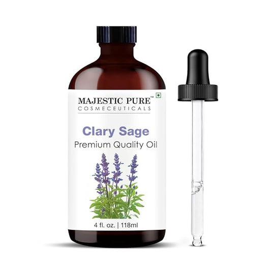 Majestic Pure Clary Sage Essential Oil with Glass Dropper - Huge 4 Fl Oz - 100% Pure and Natural Clary Sage Oil - Premium Grade Essential Oils for Diffuser, Aromatherapy, Soap and Candle Making - Bloomnest
