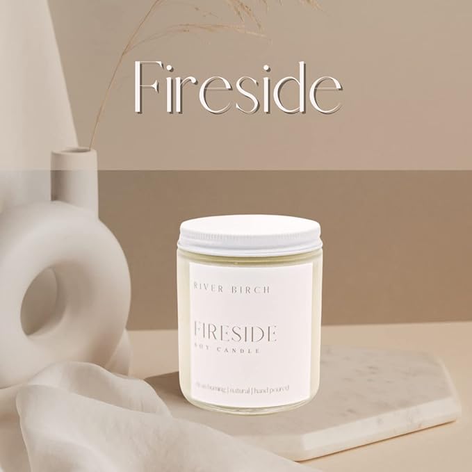 River Birch Candles Fireside Scented Candle | Premium, All-Natural, Non-Toxic, Soy Candles | 8.5oz 40 Hr Burn Time | Cozy Relaxing Gifts for Home - Bloomnest