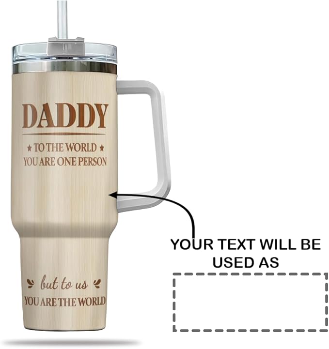 Personalized Dad Tumbler with Handle – Custom Name Mug with Heart Design – You Mean the World to Us Quote – Father's Day, Birthday Gift from Kids - Bloomnest