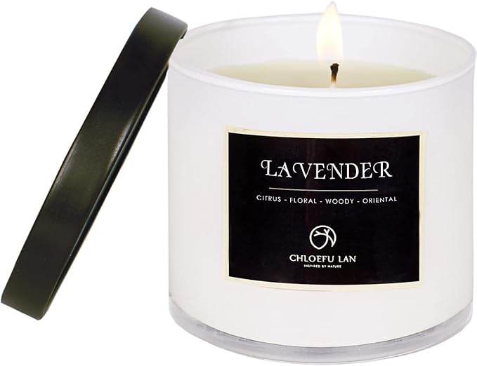 Chloefu LAN Premium Lavender Scented Candle for Men & Women, Highly Scented, 7.1oz|45 Hour Long Lasting, All Natural Soy Candles, Home Decor,Glass Jar Candle with Gift Box - Bloomnest