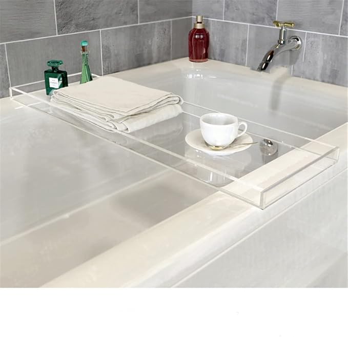 WANLIAN Luxury Bathtub Caddy Tray for Bathroom and Shower Storage - Clear Handles - Bloomnest