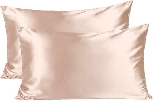 Yanibest Satin Pillowcase, Silk Pillow Cases for Hair and Skin with Zipper, Queen Pillow Cases Set of 2 for 20"x30", Exquisite Packaging for Women Men - Bloomnest