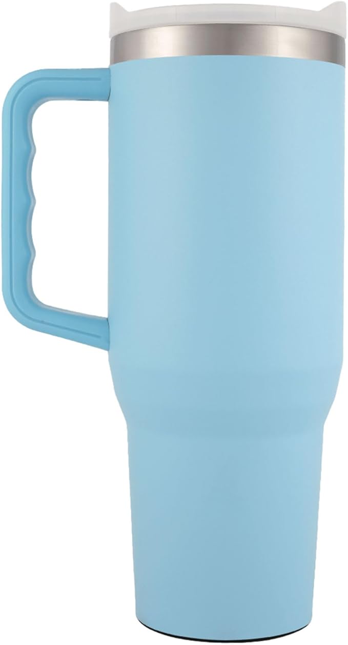 Yukon Outfitters Fit Forty 40oz Double Wall Vacuum Insulated Stainless Steel Tumbler with Reusable Straw & Ergonomic Handle | For Hot or Cold Beverage, Sky Blue - Bloomnest