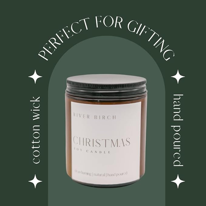 River Birch Candles Christmas Scented Candle | Premium, All-Natural, Non-Toxic, Soy Amber Jar Candles | 8.5oz 40 Hr Burn Time | Cozy Relaxing Gifts for Home - Bloomnest