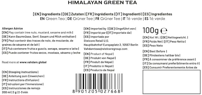 VAHDAM, Himalayan Green Tea Leaves (50+ Cups, 3.53 Oz) Non GMO, Gluten Free | High Elevation Grown Green Tea Leaves From Himalayas | Pure Unblended Single Origin Green Loose Leaf Tea | Vacuum Sealed - Bloomnest