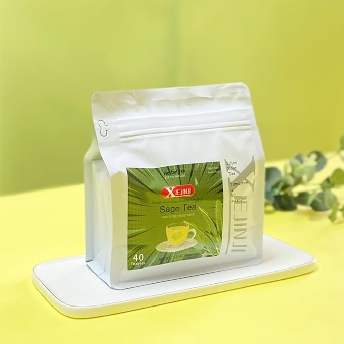 XIEJINJI Sage Tea, 40 Count, Made with 100% Natural Sage Leaves, No Additives & No Sugar & No Caffeine, Eco-Conscious Tea Bags - Bloomnest