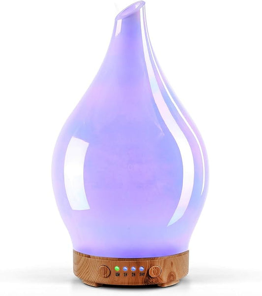 Porseme 150ml Essential Oil Diffuser Glass Color Changing Aroma Air Diffusers Aromatherapy Ultrasonic Cool Mist Humidifier 6 Running Hours Waterless Auto-Off for Sleeping Yoga Office Spa (White Jade) - Bloomnest
