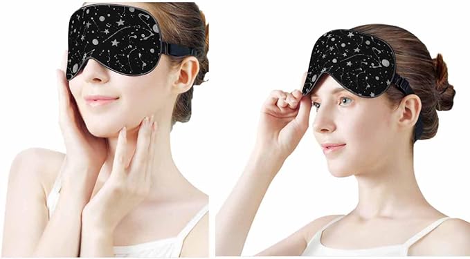 Silver Stars Sleep Eye Mask Abstract Space Galaxy Men Women Sleep Mask with Adjustable Strap Eye Cover Eye Shade for Travel, Nap,Meditation - Bloomnest