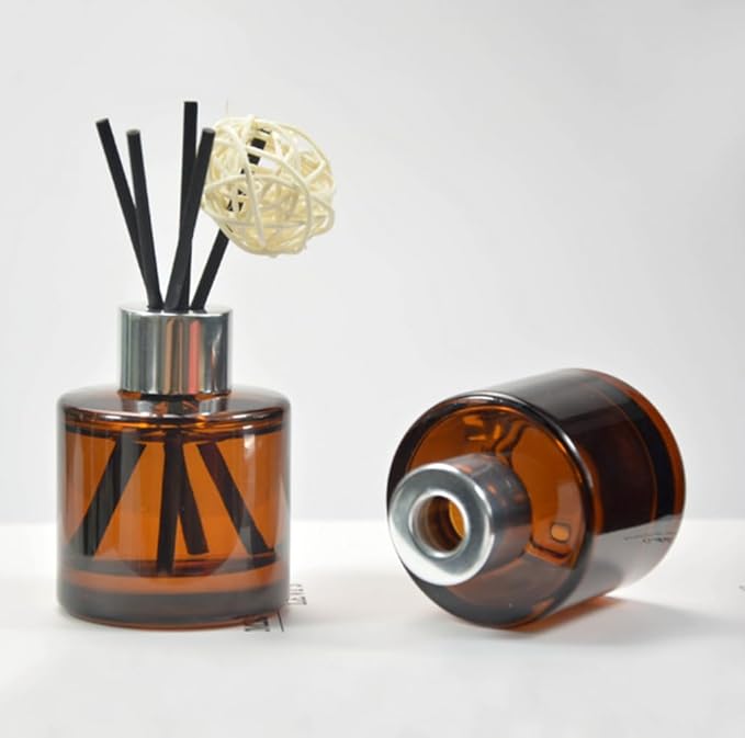 2Pcs 50ML/1.7OZ Empty Amber Glass Diffuser Bottles Essential Oil Aromatherapy Container Jars Fragrance Accessories Use for DIY Replacement Reed Diffuser Stick Sets Bloomnest