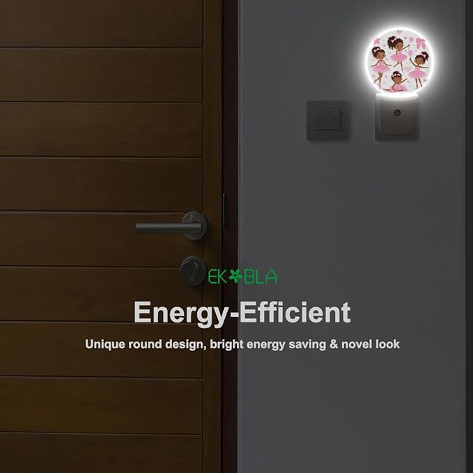 EKOBLA Cute Black Ballet Dancers Night Light African-American Ballerinas Girl Cartoon Night Lights Plug into Wall Auto Sensor LED Lamp for Ballet Lovers Teen Girls Gifts - Bloomnest