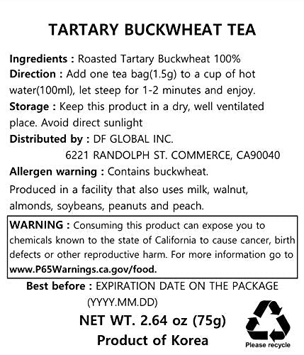 Damtuh Tartary Buckwheat Tea – Nutty & Refreshing Herbal Tea, Caffeine-Free, 50 Tea Bags (1.5g each) - Bloomnest