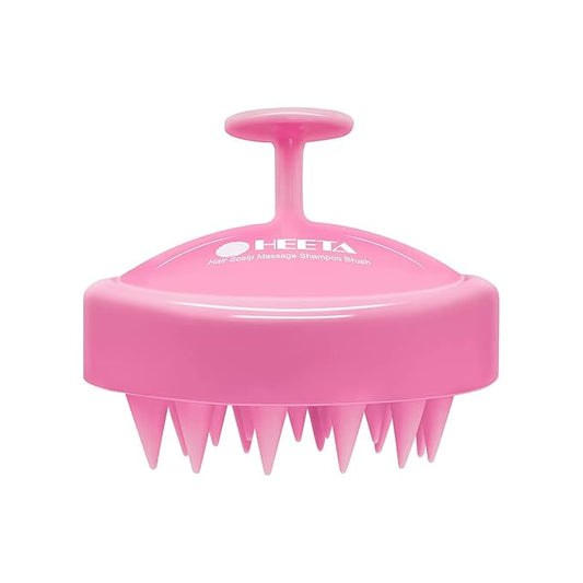 HEETA Scalp Massager Hair Growth, Soft Silicone Scalp Scrubber Shampoo Brush for Exfoliation, Dandruff Removal Head Massage Stress Relax, Wet & Dry Use for Thick Thin Curly Hair Care, Cherry Pink HEETA