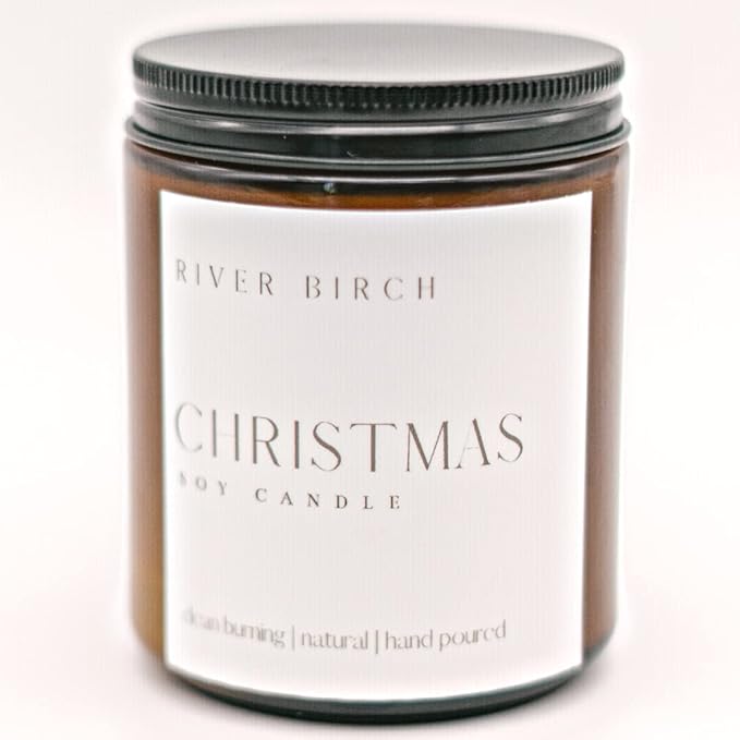 River Birch Candles Christmas Scented Candle | Premium, All-Natural, Non-Toxic, Soy Amber Jar Candles | 8.5oz 40 Hr Burn Time | Cozy Relaxing Gifts for Home - Bloomnest
