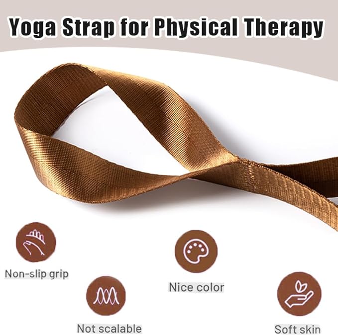 Oak-Sports Stretching Strap Yoga Strap for Physical Therapy with 10 Loops, Yoga Straps for Stretching, Upgraded Non-Elastic Stretch Band for Pilates, Dance and Gymnastics with Workout Guide - Bloomnest