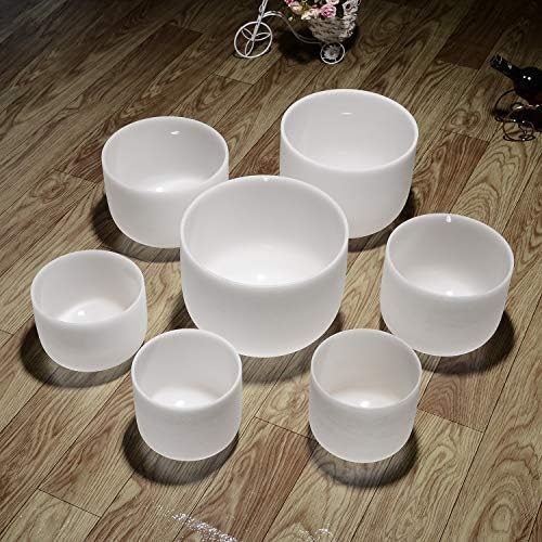 TOPFUND 432 Hz Chakra Set of 7 Crystal Singing Bowls 6-10 inch with Heavy Duty Carrying Cases and Mallets