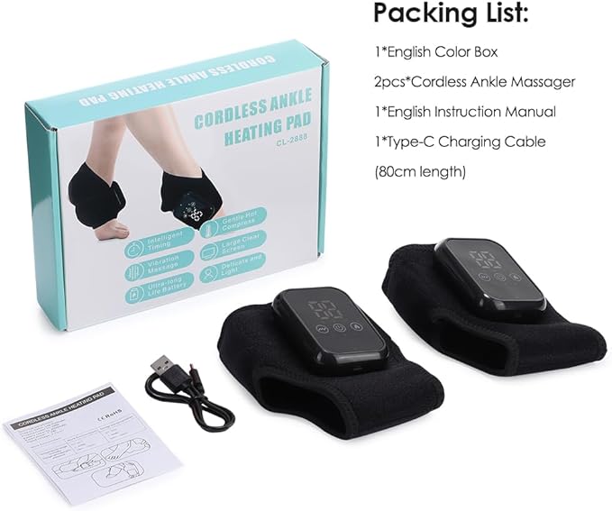 Triple Method Foot Massager with Heat & Enhanced Vibration, for Neuropathy Comfort and Circulation, Portable Home Massage for Pain Relief, Auto Shut-Off, Home Travel Use (Black*2) - Bloomnest