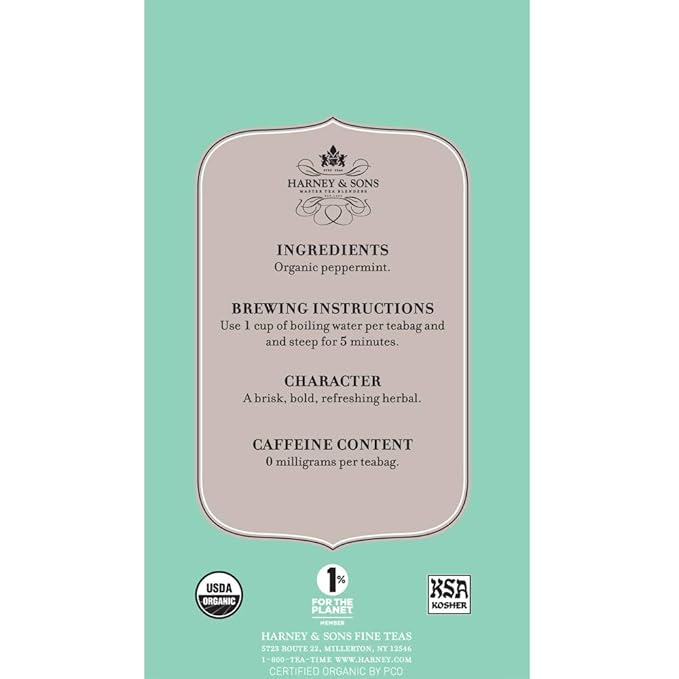 Harney & Sons Premium Organic Herbal Tea, Peppermint, 20 Count - Bloomnest