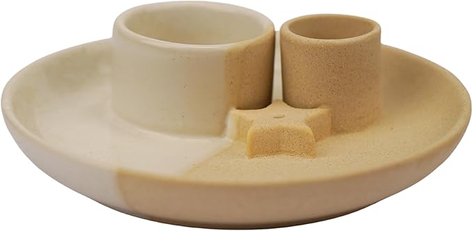 4 in 1 Incense Holder, Ceramic Incense Stick and Palo Santo Holder,Sage Holder for Burning- 5.5" Ceramic Ash Catcher Tray for Meditation and Yoga Room (Star Sand) - Bloomnest