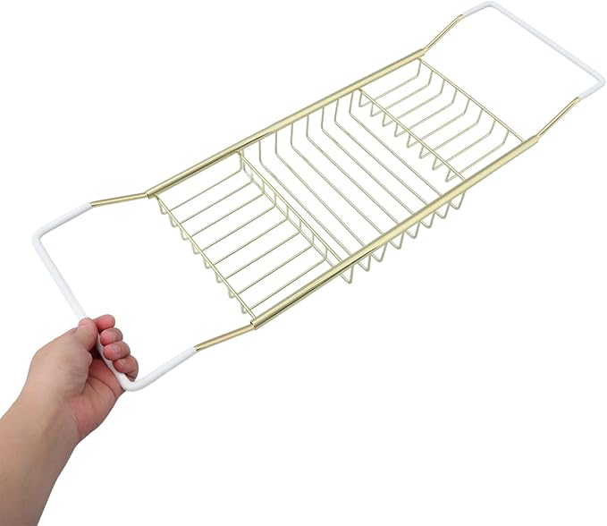 Stainless Steel Shower Tub Tray: European Style Extendable Bathtub Tray for Luxury Bath, Stainless Steel Over The Bathtub Rack for Bathroom Accessories - Bloomnest