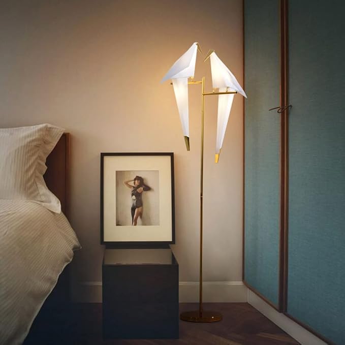 MORE CHANGE 68In Modern LED Floor Lamp, Bird Floor Light Gold Metal Fixtures for Living Room Bedroom Dinning Room Office (2 Birds) - Bloomnest