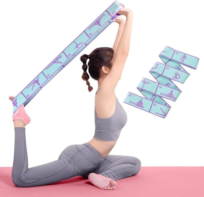 Resistance Bands 11 Loops with Guide Stretch Straps - Exercise Bands for Stretching, Yoga, Pilates & Physical Therapy - Elastic Fabric Workout Bands for Home Gym, Dance, Flexibility Training & Ballet Stretching Equipment - Bloomnest
