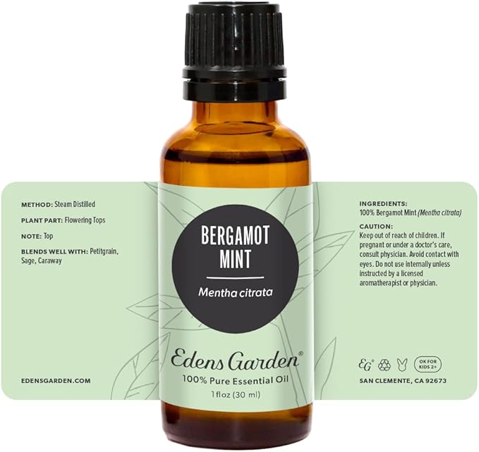 Edens Garden Bergamot Mint Essential Oil- 100% Pure Premium Grade, Undiluted, Natural, Therapeutic, Aromatherapy, The Best for Diffuser, Skin, Candle, Laundry 30 ml (1 fl oz) EdensGarden