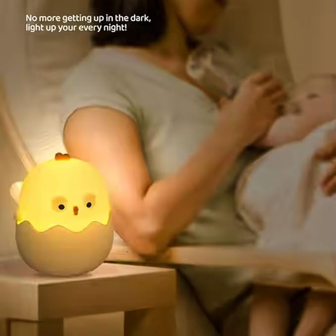 Easter Chick Egg Night Light - Dimmable 7-Color LED Nursery Lamp for Babies, Soft Silicone Touch Eggshell Decor for Easter Basket, Bedroom & Kids Room, Easter Gifts & Birthday Presents - Bloomnest