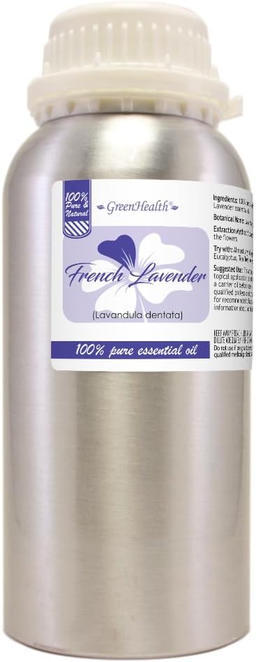 GreenHealth French Lavender Essential Oil – 16 fl oz (473 ml) – 100% Pure & Uncut – Aluminum Bottle w/Plug Cap – French Lavender Oil for Diffusers, Aromatherapy, Candles, Soaps & DIY - Bloomnest