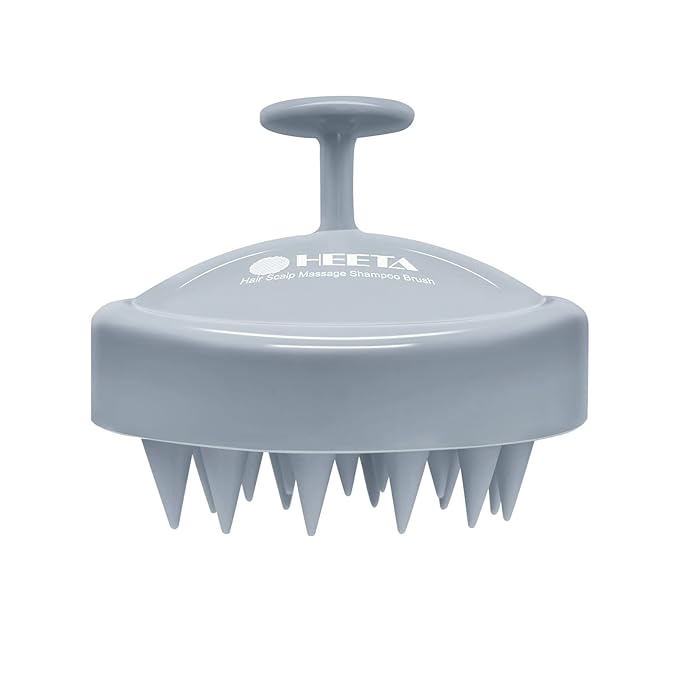 HEETA Scalp Massager Hair Growth, Soft Silicone Scalp Scrubber Shampoo Brush for Exfoliation, Dandruff Removal Head Massage Stress Relax, Wet & Dry Use for Thick Thin Curly Hair Care, Sky Gray HEETA
