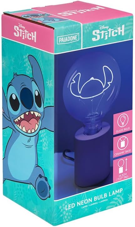 Disney Stitch Decorative LED Neon Bulb Lamp - E27 Glass Lightbulb, Officially Licensed Lilo & Stitch Collectible Gift, Fun Light for Bedrooms & Homes | Paladone - Bloomnest