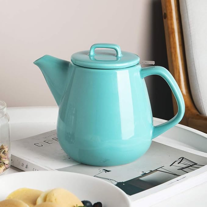 Sweejar 40oz Tea pot with Removable Stainless Steel Infuser,Dishwasher Safe Tea Pots for Loose Tea,Tea Pots with Infuser for Chrismas Women Gift(Turquoise) - Bloomnest