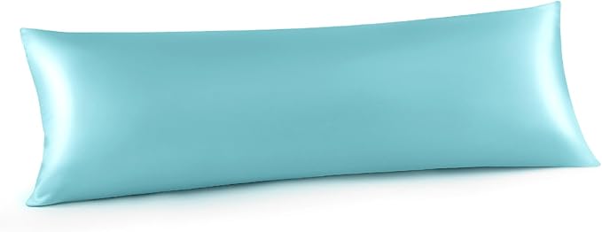INFIIXSO Body Pillow Cover with Zipper, Luxury Mulberry Silk Body Pillow Case 20x54 Inches, Ultra Smooth and Soft Cooling Long Pillowcase, Gift for Women, Men(Ocean Mist) - Bloomnest