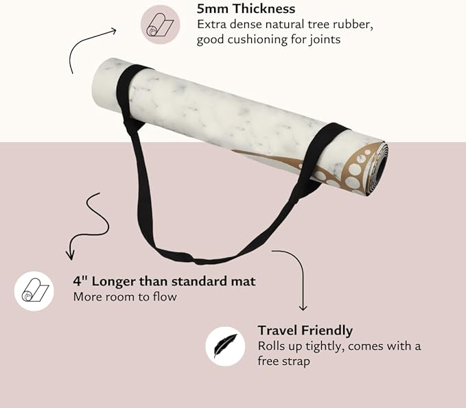 Shakti Warrior Shanti PU Yoga mat - Artist Designed, Premium eco friendly mats, Non Slip, Non Toxic, Great for Regular & Hot Yoga, Pilates and Work out (72 inch x 28 inch x 5mm Thick)k out (72 inch x 28 inch x 5mm Thick)