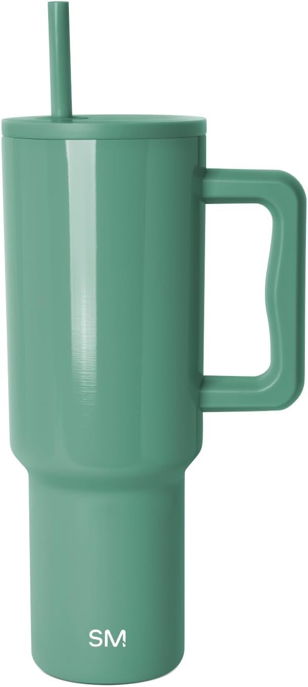 Simple Modern 40 oz Trek Tumbler with Handle and Straw Lid | Cup Holder Friendly Insulated Stainless Steel Travel Mug | Spruce SimpleModern