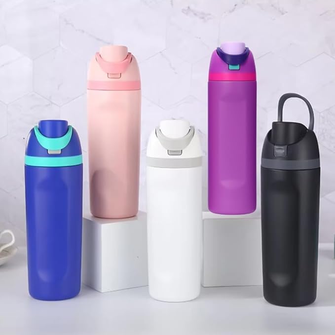 DUTHINGS Insulated Stainless Steel Water Bottle with Straw, 24 oz, Reusable Sports and Travel Bottle for School, Kids, and Outdoors - Leakproof and BPA-Free (WHITE) Bloomnest