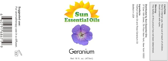 Sun Essential Oils Geranium Essential Oil 16oz - Aromatherapy Oil for Diffuser, and Stress Ease - Bloomnest