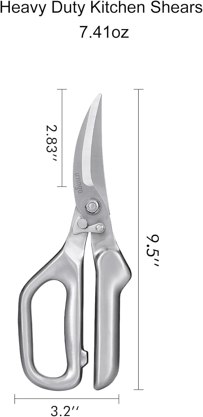 LIVINGO Kitchen Scissors - Heavy Duty Poultry Shears Sharp Cutting Food Chicken Bone Meat Vegetable for Cooking, Multipurpose Stainless Steel Utility Scissors, Safety Lock - Bloomnest