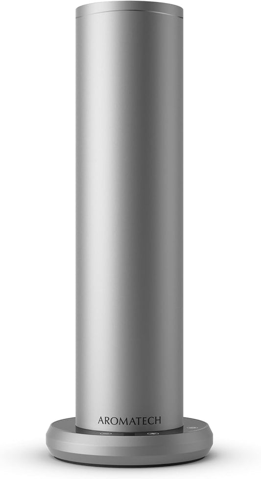 AromaTech New AroMini BT Plus Scent Diffuser w/Bluetooth – Cold-Air Diffusion Scent Machine for Home, Office, Hotel, Spa – Nebulizing Diffusion System for Essential Oil Blends (Silver)