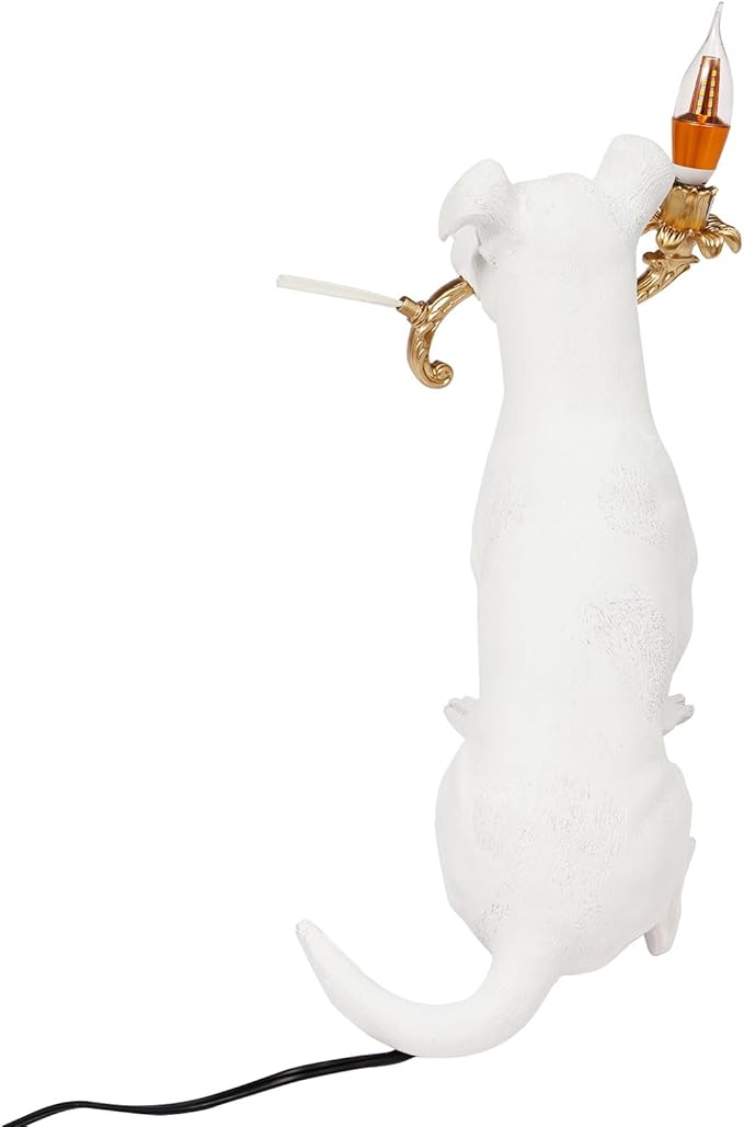 Modern Resin Carved Dog Table Lamp Cute Bedside Lamp Sitting Dog Floor Lamp Animal Table lamp Creative Desk Lamp for Home Decor,Living Room, Bedroom 16.53inch Tall - Bloomnest